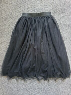 Halogen Black Tulle Midi Skirt Layered A-Line Silhouette Size Medium Balletcore